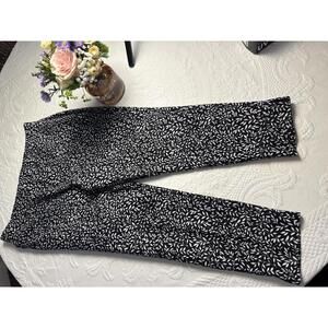 Michael Kors Black and White Leaf Print Women's Pants Size XL
